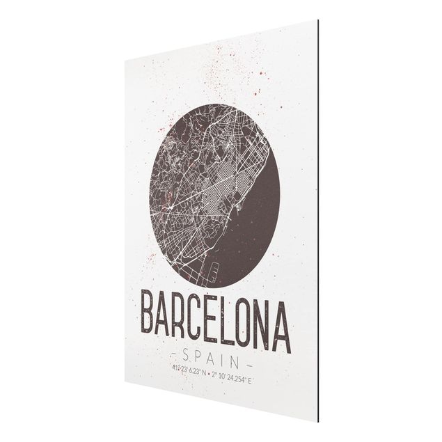 quadros com frases motivacionais Barcelona City Map - Retro