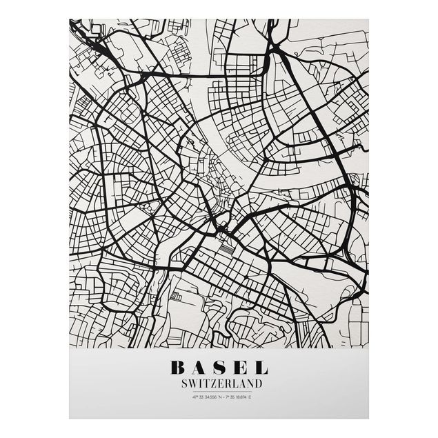 Quadros mapa mundi Basel City Map - Classic