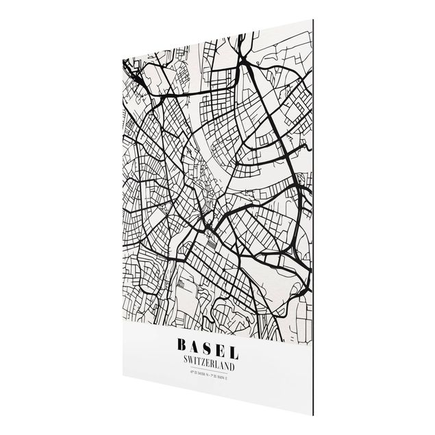 Quadros com frases Basel City Map - Classic