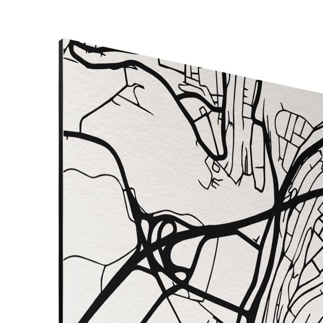 quadros em preto e branco Bern City Map - Classical
