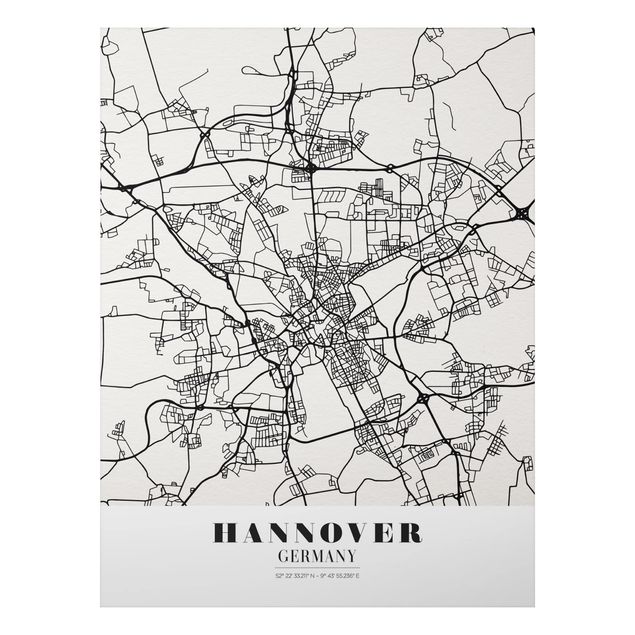 Quadros mapa mundi Hannover City Map - Classic