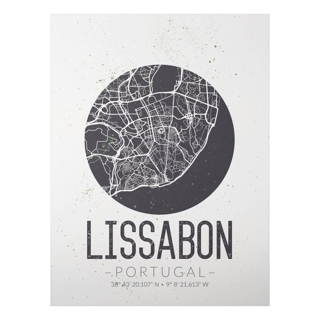 Quadros mapa mundi Lisbon City Map - Retro