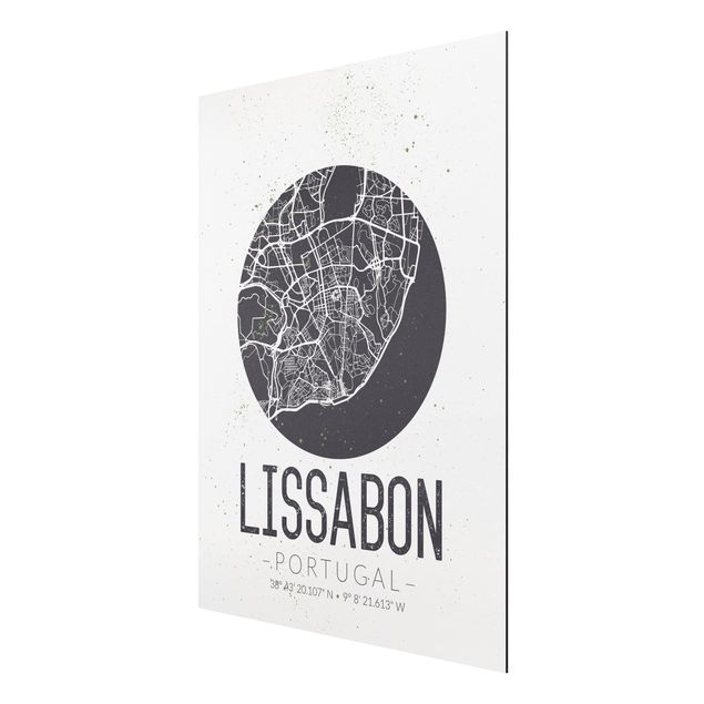 Quadros com frases Lisbon City Map - Retro