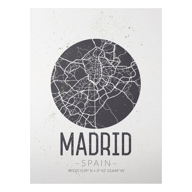 quadro mapa mundo Madrid City Map - Retro