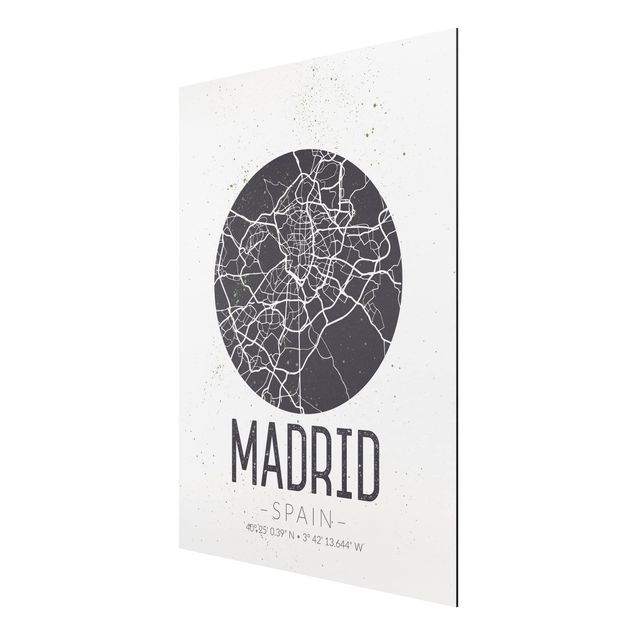 quadro com frases inspiradoras Madrid City Map - Retro