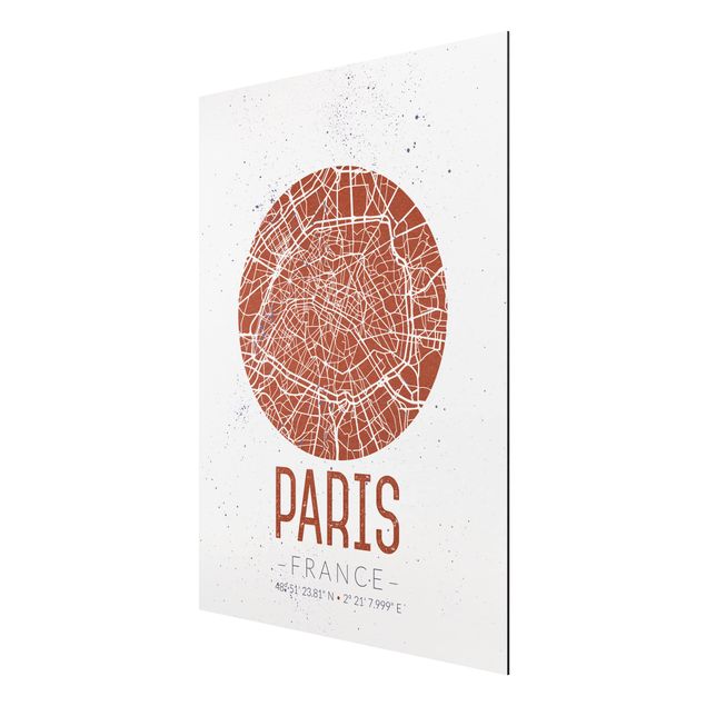 quadro mapa do mundo City Map Paris - Retro