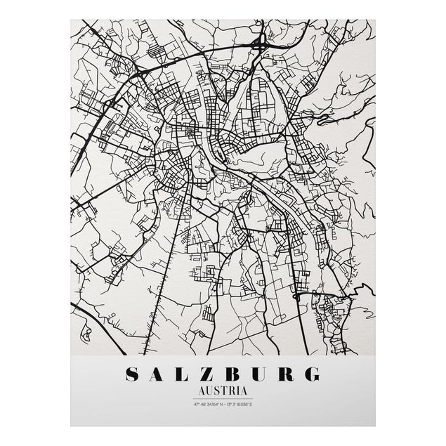 quadro mapa mundo Salzburg City Map - Classic