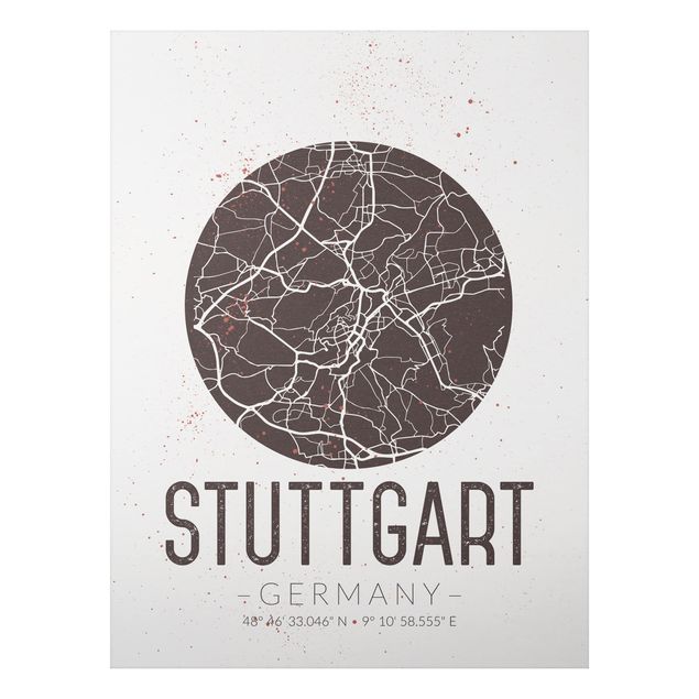 Quadros mapa mundi Stuttgart City Map - Retro