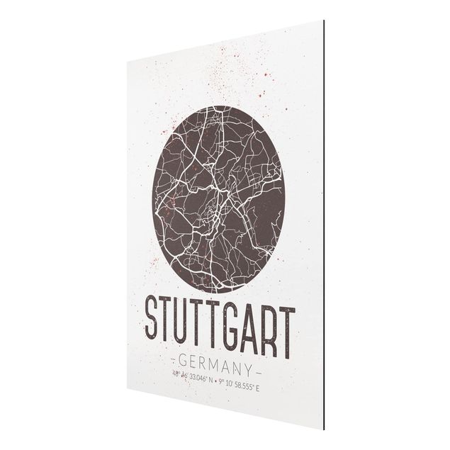 Quadros com frases Stuttgart City Map - Retro