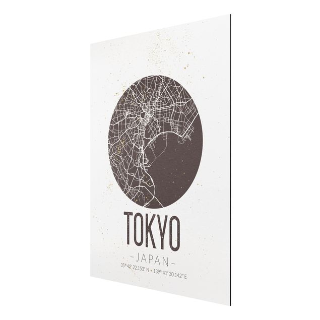 quadro mapa mundo Tokyo City Map - Retro