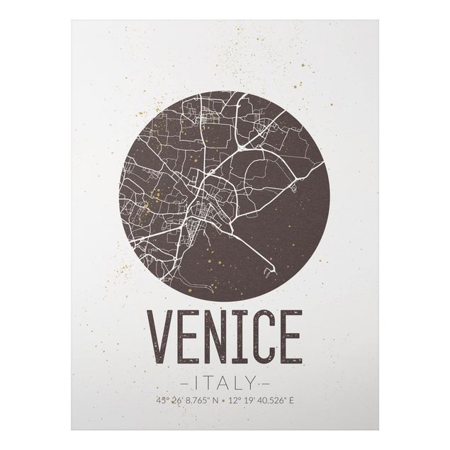 quadro mapa do mundo Venice City Map - Retro