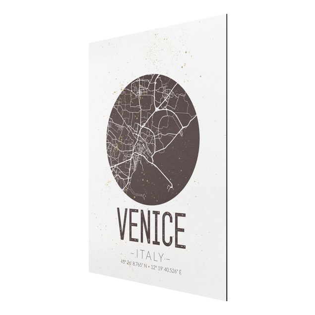 quadros com frases motivacionais Venice City Map - Retro