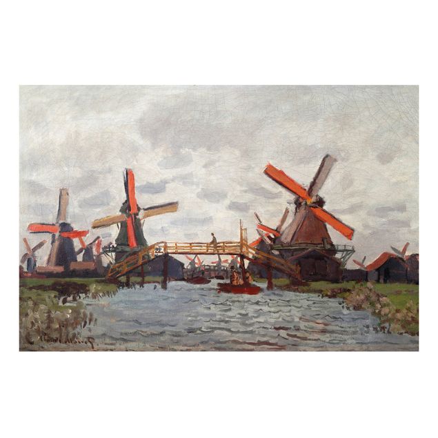 Quadros movimento artístico Impressionismo Claude Monet - Windmills in Westzijderveld near Zaandam