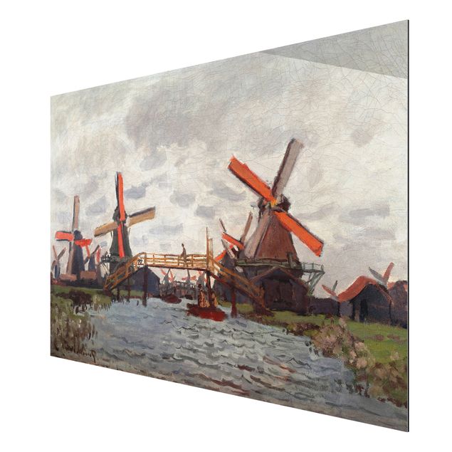 Quadros por movimento artístico Claude Monet - Windmills in Westzijderveld near Zaandam