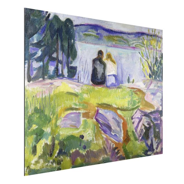 Quadros movimento artístico Expressionismo Edvard Munch - Spring (Love Couple On The Shore)