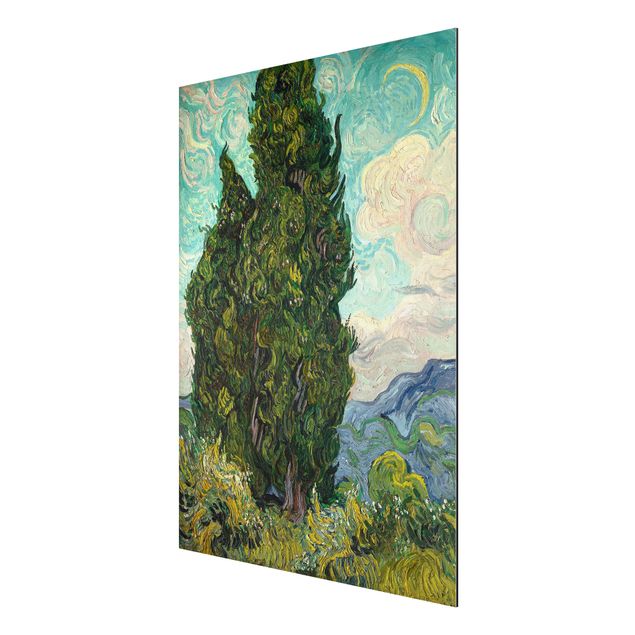 Quadros movimento artístico Pontilhismo Vincent van Gogh - Cypresses
