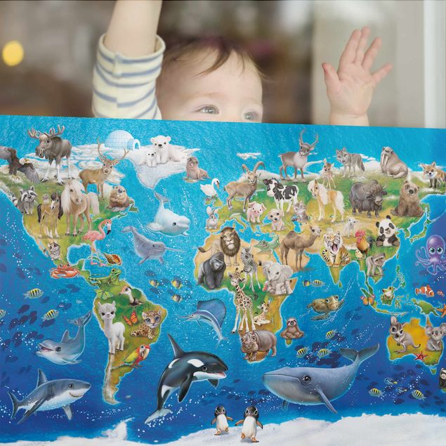 Péliculas para janelas World Map With Animals