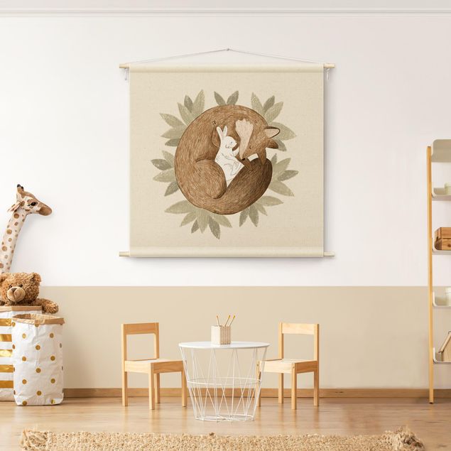 decoração quarto bebé Anna Lunak Illustration - Fox and Hare