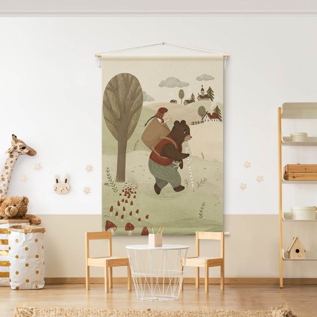 Tapeçaria de parede moderna Anna Lunak Illustration - Masha And The Bear
