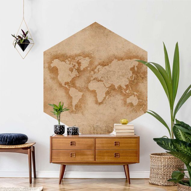 Papel de parede mapa mundi Antique World Map