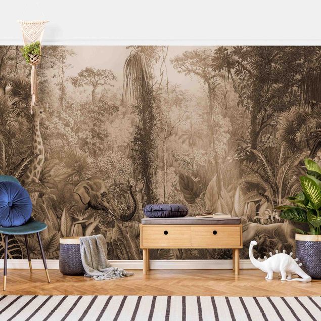 Papel de parede vintage Antique Jungle Sepia