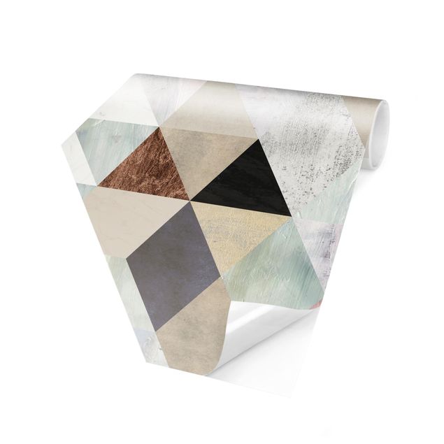 papel de parede para quarto de casal moderno Watercolour Mosaic With Triangles I