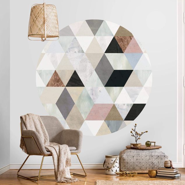 papel de parede geometria Watercolour Mosaic With Triangles I