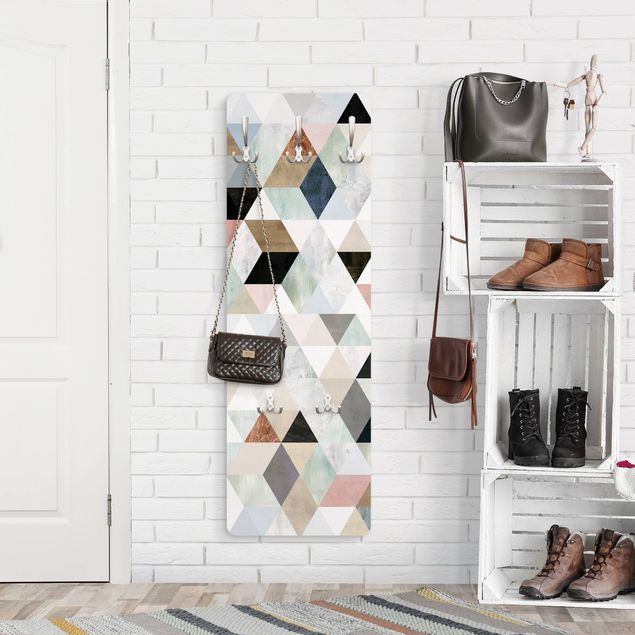 Cabide de parede Watercolour Mosaic With Triangles I