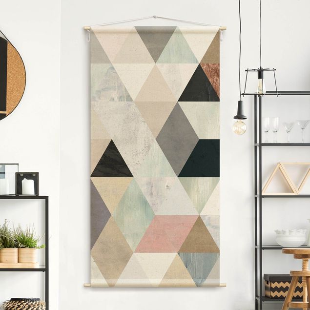 Tapeçaria de parede moderna Watercolour Mosaic With Triangles I