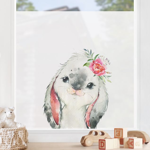 Decoração para quarto infantil Watercolour - Hare gaze