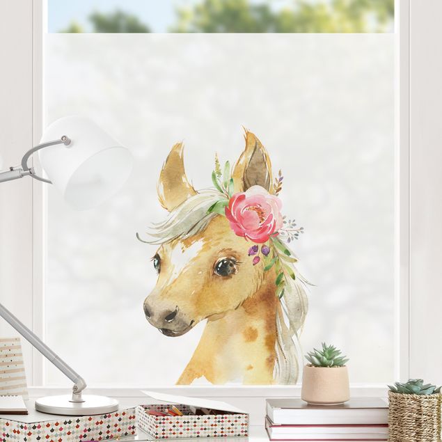 Decoração para quarto infantil Watercolour - Horse gaze