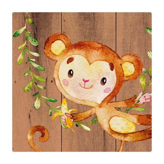 Tapete de cortiça Watercolour Monkey On Wood