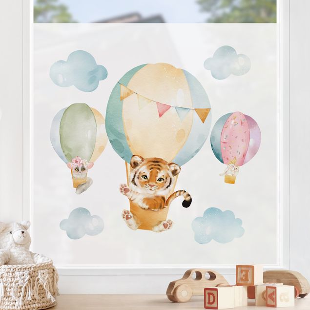 películas adesivas Watercolour Balloon Ride - Tiger and Friends