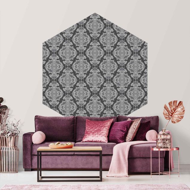 Papel de parede padrões Watercolour Baroque Pattern In Front Of Dark Gray