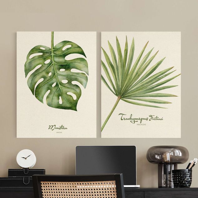 quadros decorativos verde Watercolour Botany Duo