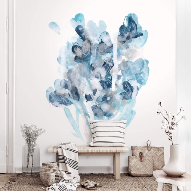 decoraçoes cozinha Watercolour Bouquet With Blue Shades
