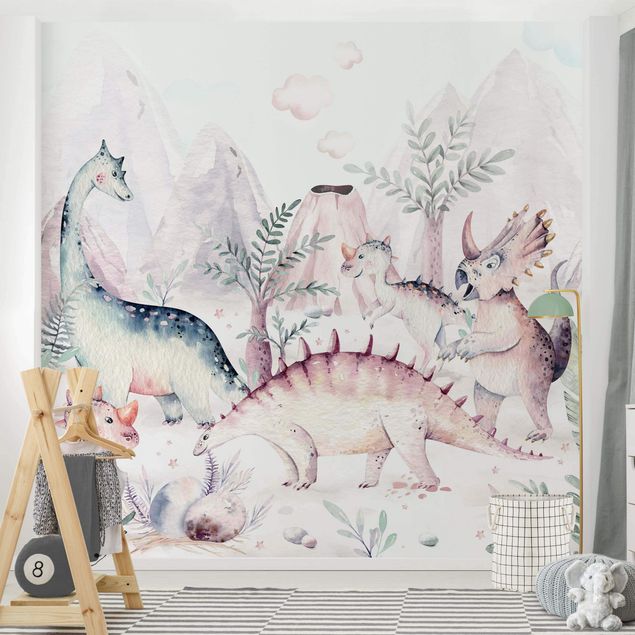 decoração para quartos infantis Watercolour World Of Dinosaurs