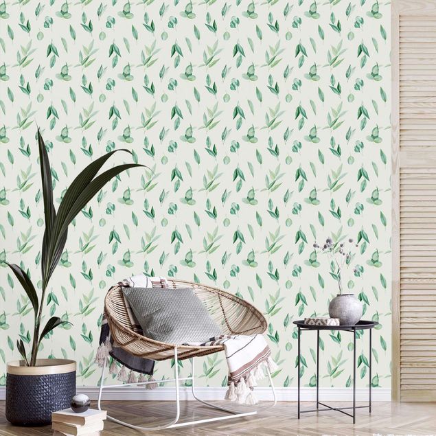 Papel de parede padrões Watercolour Eucalyptus Branches Pattern
