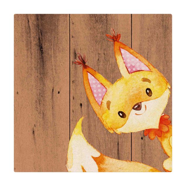 Tapete de cortiça Watercolour Fox On Wood