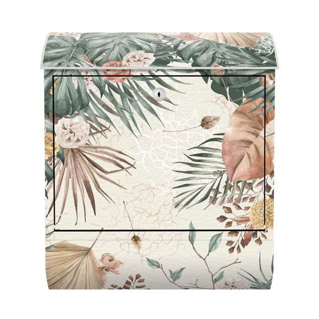 caixa correio verde Watercolour Dried Flowers With Ferns