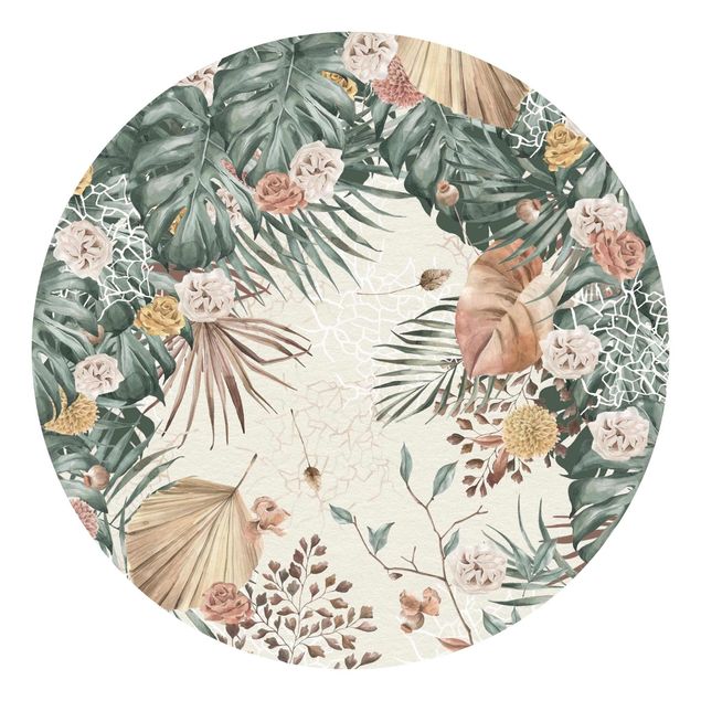 papel de parede floral Watercolour Dried Flowers With Ferns