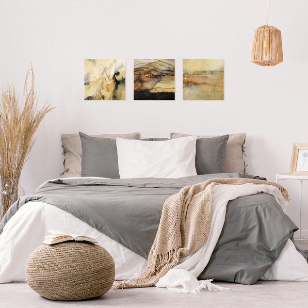 quadros modernos para quarto de casal Gold Traces In Watercolour