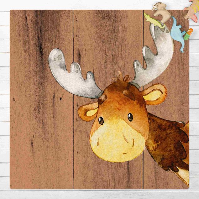 Decoração para quarto infantil Watercolour Deer On Wood