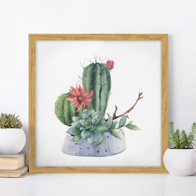 decoraçoes cozinha Watercolour Cacti Illustration