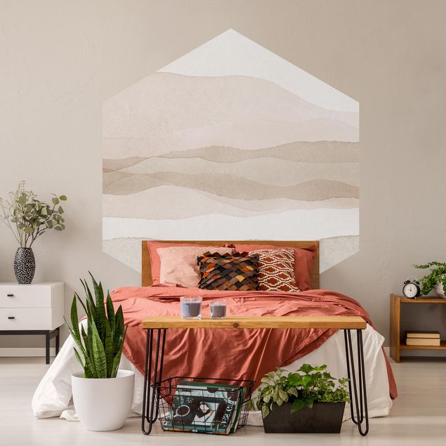papel de parede para quarto de casal moderno Landscape In Watercolour Illuminated Mountains