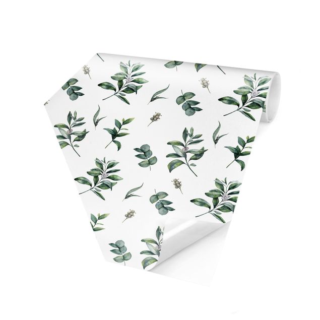 papel parede verde agua Watercolor Pattern Branches And Leaves