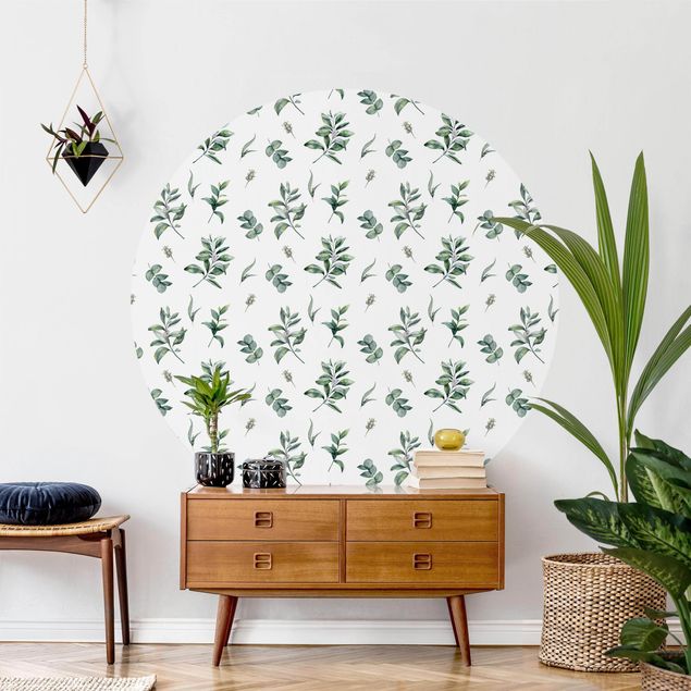 papel de parede para quarto de casal moderno Watercolor Pattern Branches And Leaves