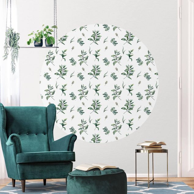 papel de parede floral Watercolor Pattern Branches And Leaves