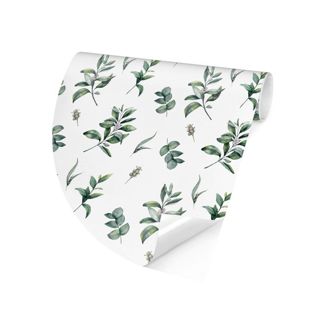 papel parede verde agua Watercolor Pattern Branches And Leaves
