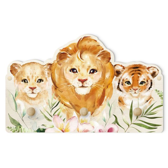 Bengaleiros de parede Watercolour Big Cats Tiger Lion
